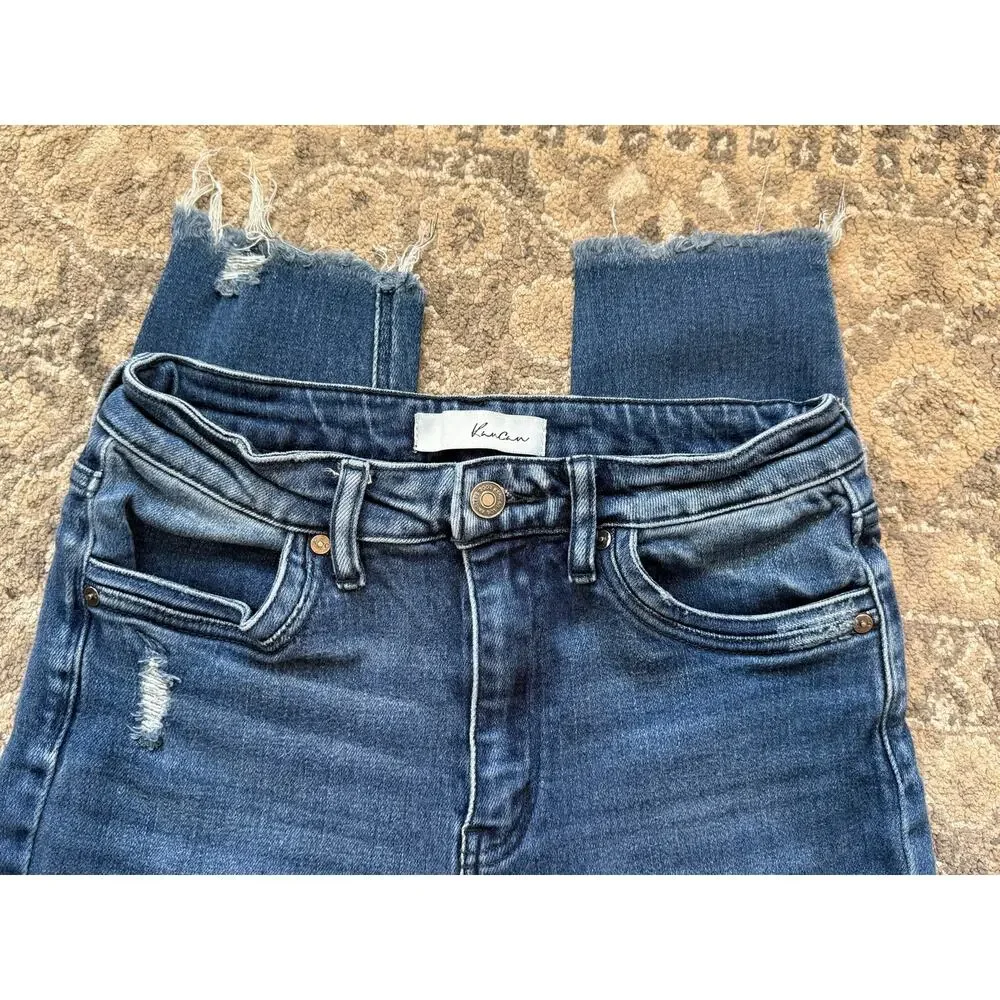 KanCan High Rise Skinny Ankle Jeans Distressed Raw Hem Stretch Denim Womens 9/28